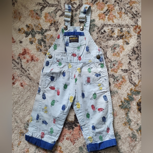 Vintage OshKosh B'gosh USA made rare thumb print 18 months Overalls - Picture 4 of 6